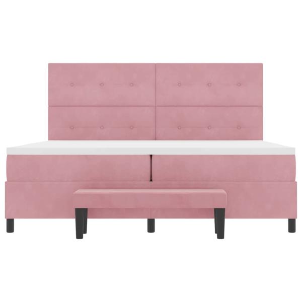 Boxspringbett mit Matratze mit Kopfteil Rosa 200 x 200 cm Samt