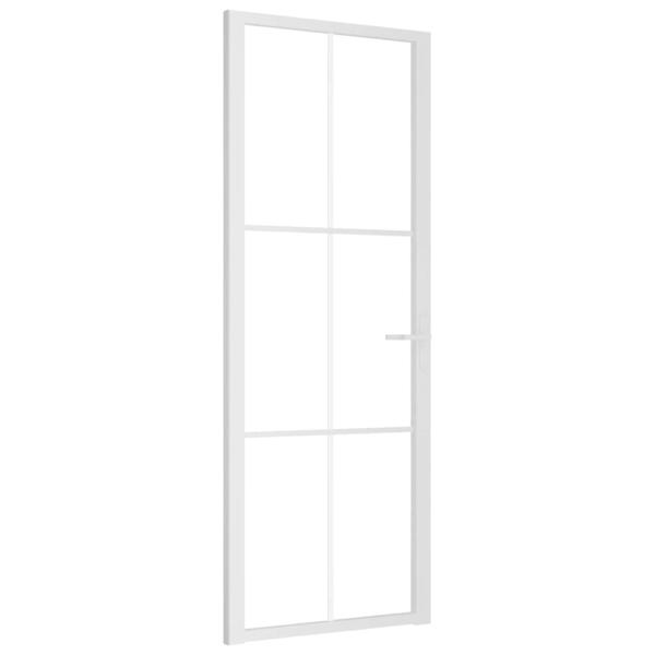 Innentür 76x201,5 cm Weiß ESG-Glas und Aluminium