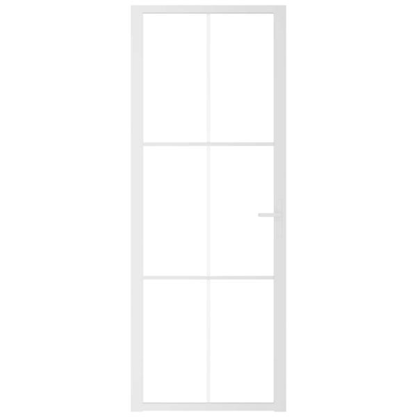 Innentür 76x201,5 cm Weiß ESG-Glas und Aluminium