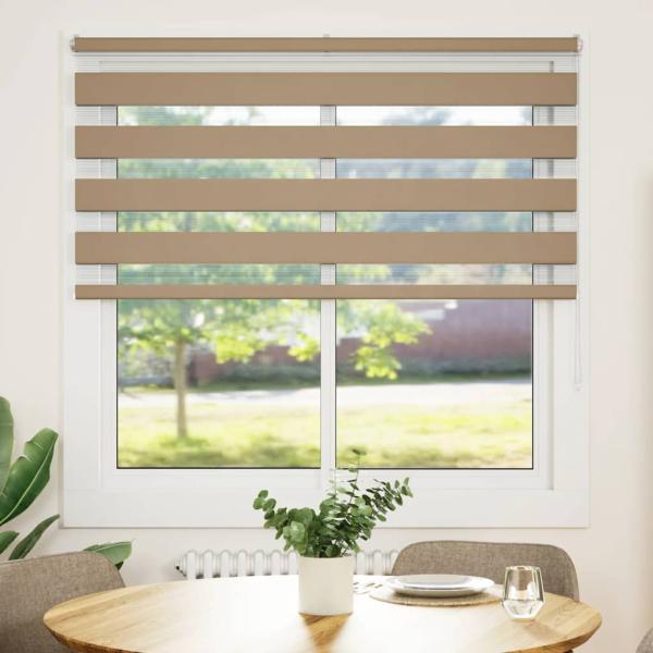 ARDEBO.de - Doppelrollo Sandbraun 150x150 cm Stoffbreite 145,9 cm Polyester