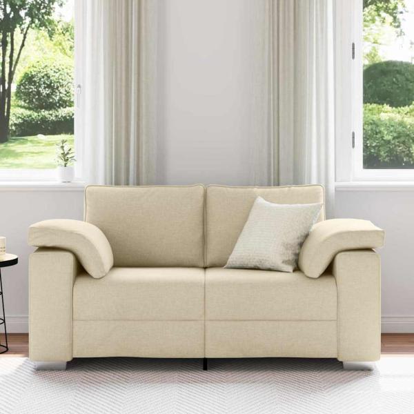 Zweisitzer-Sofa Creme 160 cm Stoff