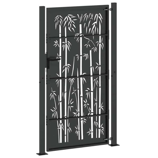 Gartentor Schwarz 110 x 180 cm Pulverbeschichteter Stahl