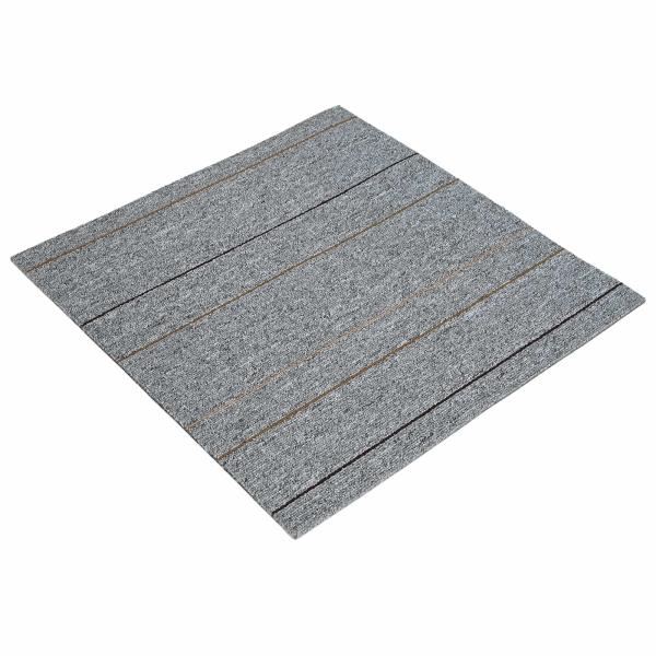 Teppichfliese Hellgrau mit Streifen 50 x 50 cm 36 stk.