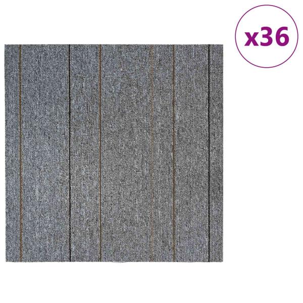 Teppichfliese Hellgrau mit Streifen 50 x 50 cm 36 stk.