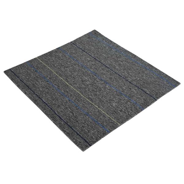Teppichfliese Mittelgrau mit Streifen 50 x 50 cm 4 stk.
