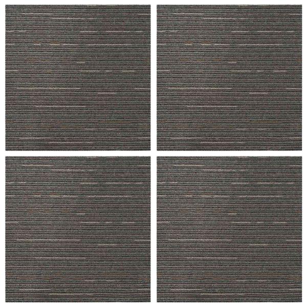 Teppichfliese Gestreift Dunkelbraun 50 x 50 cm 4 stk.