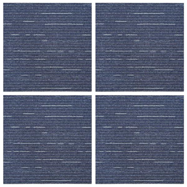 Teppichfliese Gestreift Blau 50 x 50 cm 4 stk. PP und Bitumen