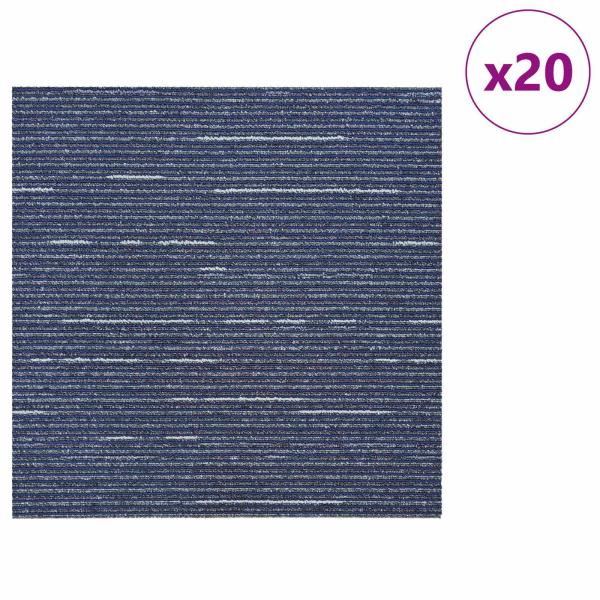 Teppichfliese Gestreift Blau 50 x 50 cm 20 stk. PP und Bitumen