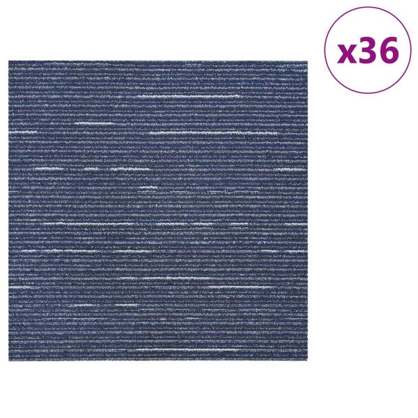 Teppichfliese Gestreift Blau 50 x 50 cm 36 stk. PP und Bitumen