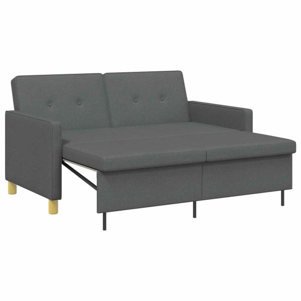 Schlafsofa Ausziehbar Dunkelgrau Stoff