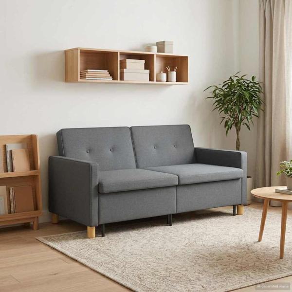Schlafsofa Ausziehbar Dunkelgrau Stoff