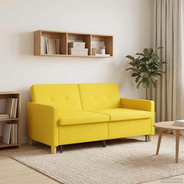 Schlafsofa Ausziehbar Helles Gelb 154 x 94,5 x 80,5 cm Stoff