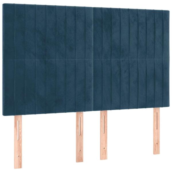 Boxspringbett mit Matratze Dunkelblau 140x200 cm Samt
