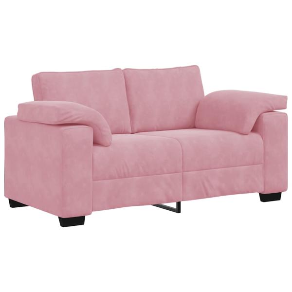 3-tlg. Sofagarnitur mit Kissen Rosa Samt