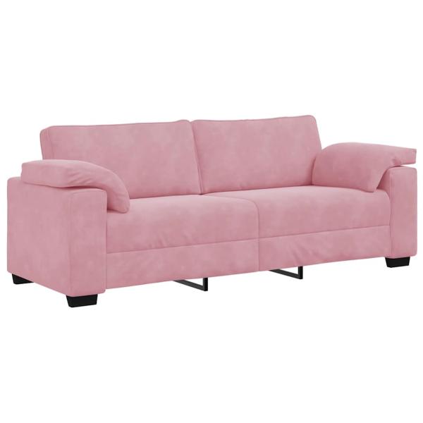 3-tlg. Sofagarnitur mit Kissen Rosa Samt