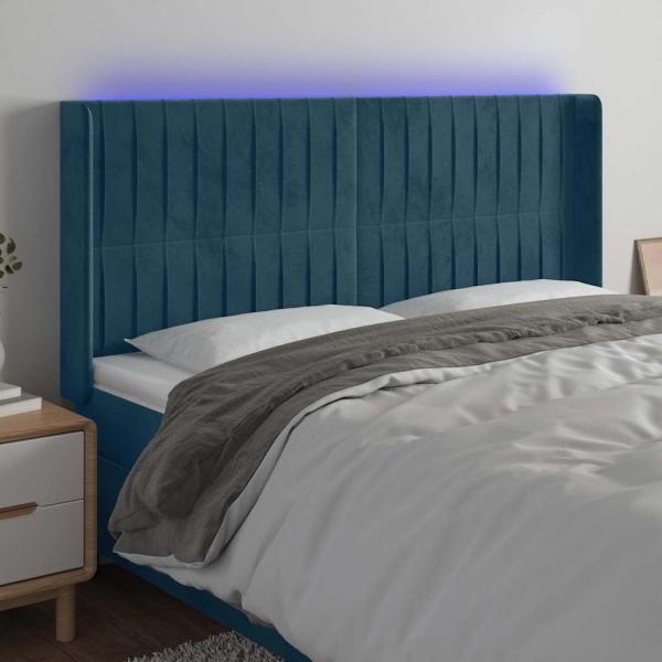 ARDEBO.de - LED Kopfteil Dunkelblau 183x16x118/128 cm Samt