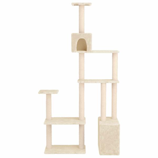 Katzennbaum mit Sisal-Kratzsäulen Creme 177,5 cm