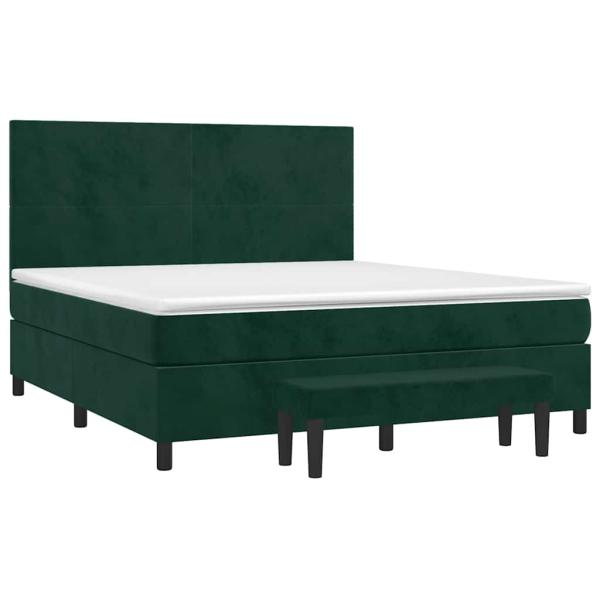 Boxspringbett mit Matratze Dunkelgrün 180x200 cm Samt