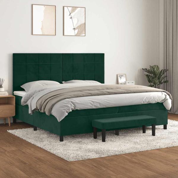 ARDEBO.de - Boxspringbett mit Matratze Dunkelgrün 200x200 cm Samt
