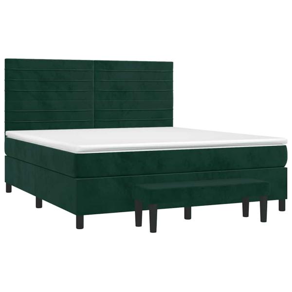 Boxspringbett mit Matratze Dunkelgrün 180x200 cm Samt
