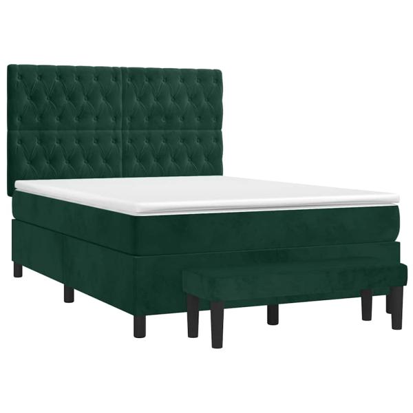 Boxspringbett mit Matratze Dunkelgrün 140x190 cm Samt