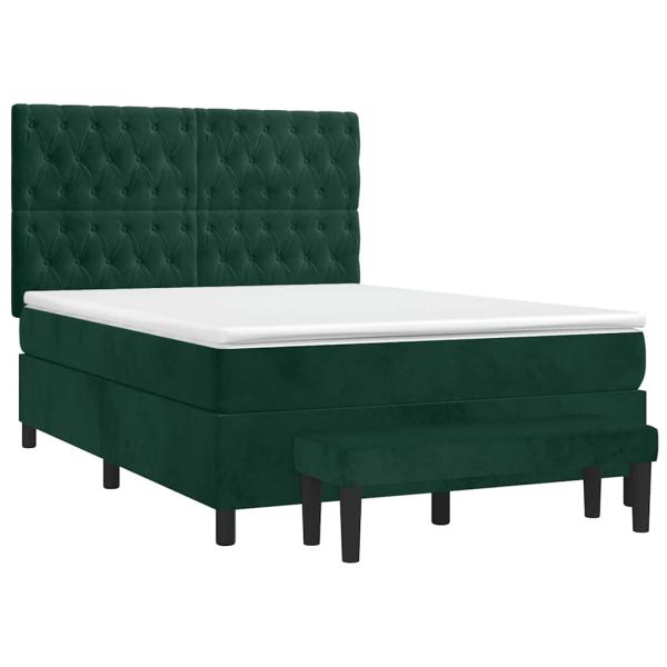 Boxspringbett mit Matratze Dunkelgrün 140x200 cm Samt