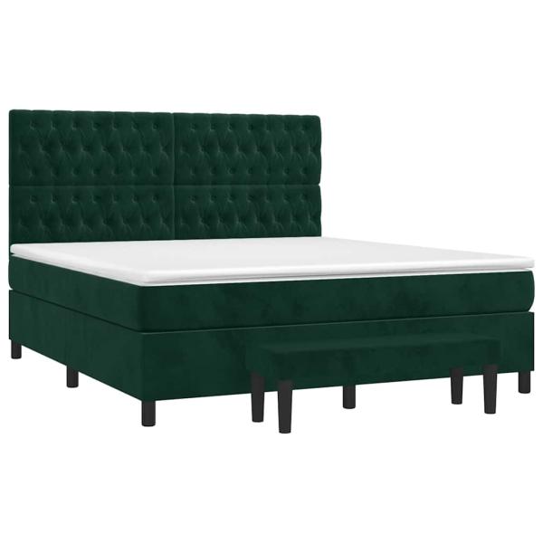 Boxspringbett mit Matratze Dunkelgrün 180x200 cm Samt