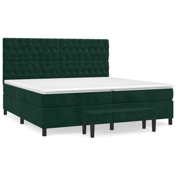 Boxspringbett mit Matratze Dunkelgrün 200x200 cm Samt