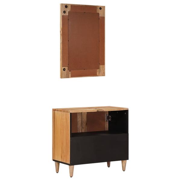 Badezimmermöbel-Set Wandmontiert 2 pcs Natur Massivholz Mango