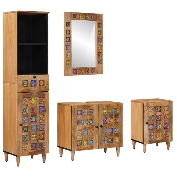 ARDEBO.de - Badezimmermöbel-Set 4 stk. Natur 38 x 33 x 160 cm