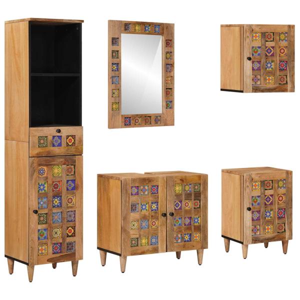 ARDEBO.de - Badezimmermöbel-Set 5 stk. Natur 38 x 33 x 160 cm
