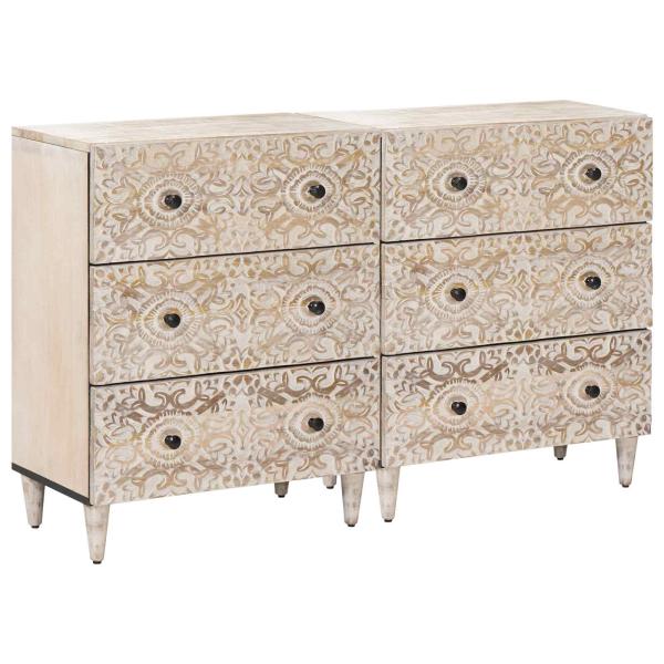 ARDEBO.de - Sideboard 2 pcs Weiß 60 x 33,5 x 75 cm Massivholz Mango