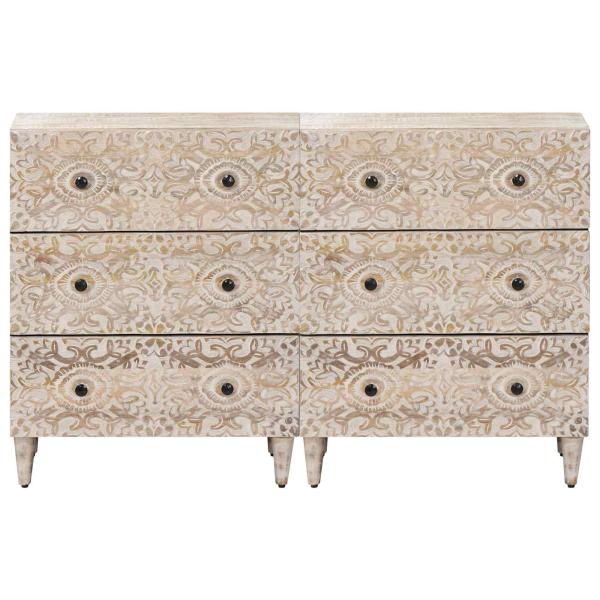 Sideboard 2 pcs Weiß 60 x 33,5 x 75 cm Massivholz Mango