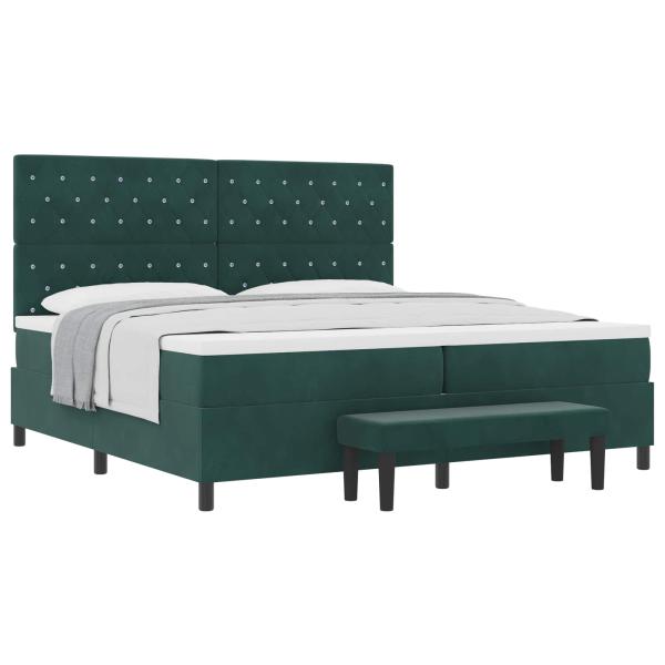 Boxspringbett mit Matratze Dunkelgrün 200 x 200 cm Samt