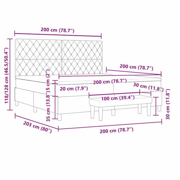 Boxspringbett mit Matratze Dunkelgrün 200 x 200 cm Samt