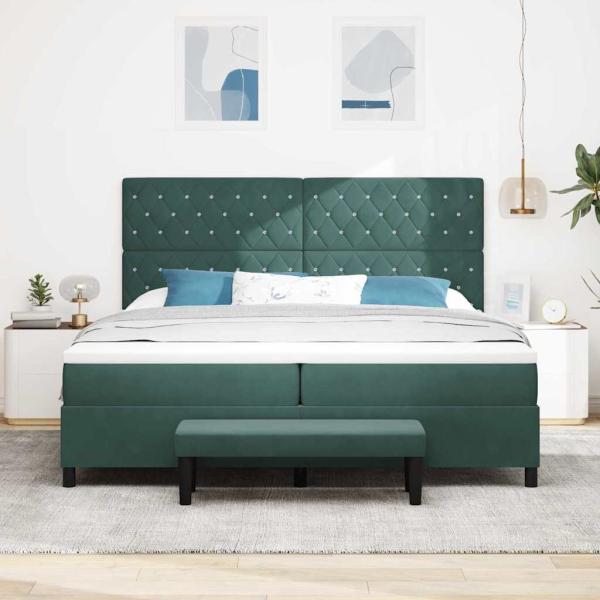 Boxspringbett mit Matratze Dunkelgrün 200 x 200 cm Samt