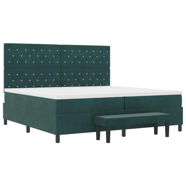 Boxspringbett mit Matratze Dunkelgrün 200 x 200 cm Samt