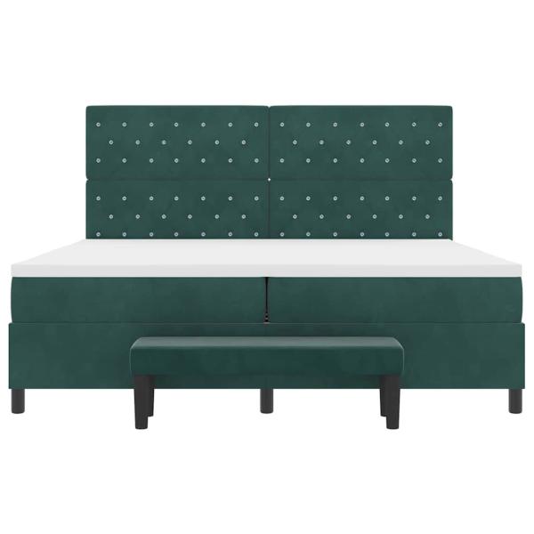 Boxspringbett mit Matratze Dunkelgrün 200 x 200 cm Samt