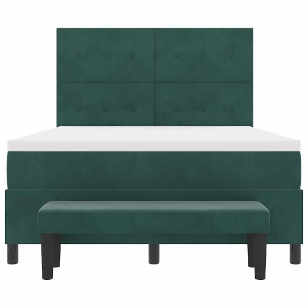 Boxspringbett mit Kopfteil Dunkelgrün 190 x 140 cm Samt