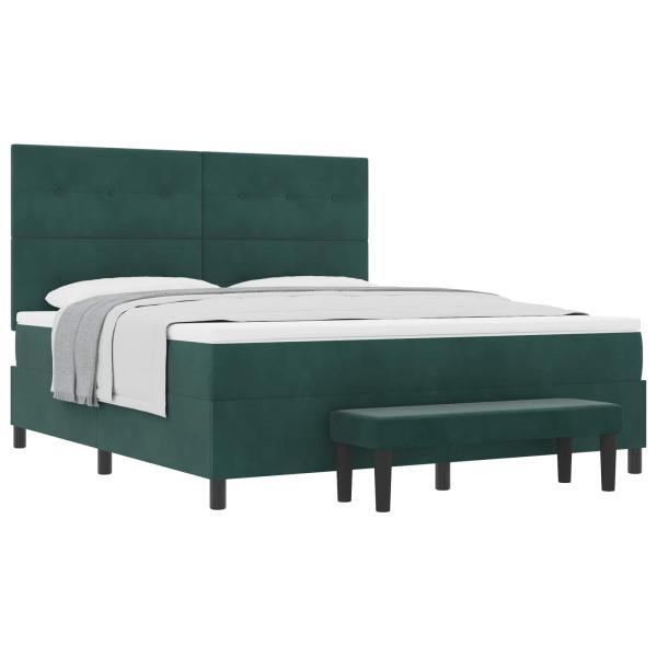 Boxspringbett mit Kopfteil Dunkelgrün 200 x 180 cm Samt
