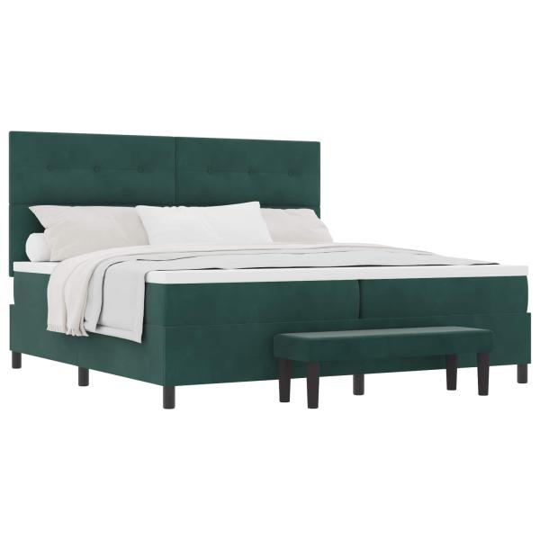 Boxspringbett mit Matratze Dunkelgrün 200 x 200 cm Samt