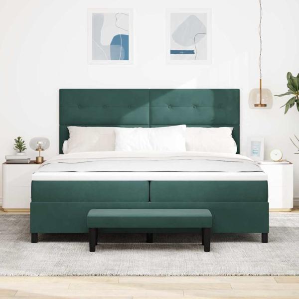 Boxspringbett mit Matratze Dunkelgrün 200 x 200 cm Samt