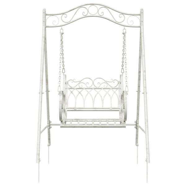 Schaukelbank Stahl 113 x 121,5 x 168 cm Antik Weiß