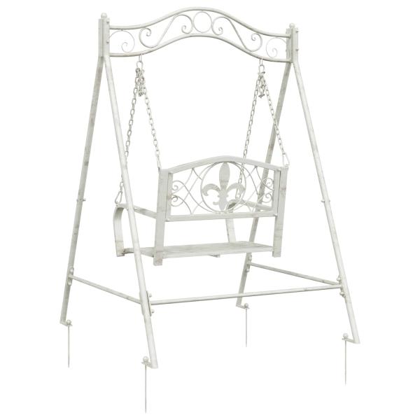 Schaukelbank Stahl 113 x 121,5 x 168 cm Antik Weiß