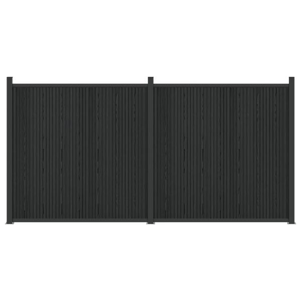 Zaunelement 2 stk. 355 x 186,5 cm WPC und Aluminium Schwarz