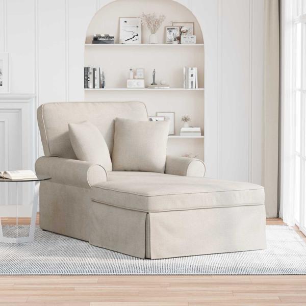 ARDEBO.de - Chaise Lounge mit Rock mit Kissen Creme 157 x 91 x 91 cm ARES