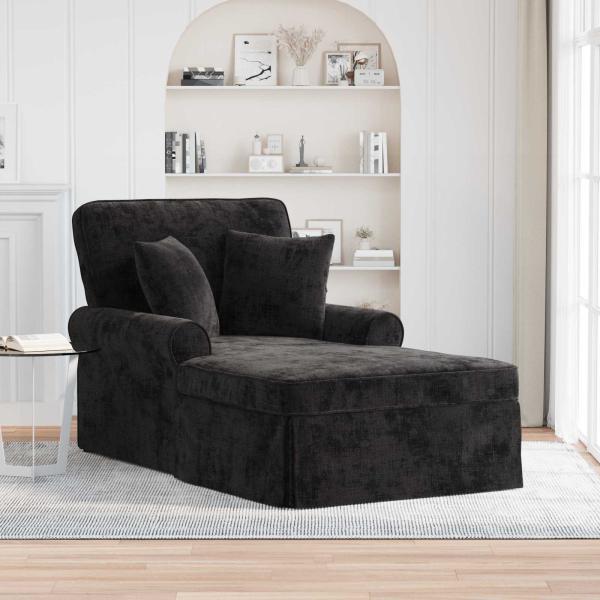 ARDEBO.de - Chaise Lounge mit Rock mit Kissen Schwarz 157 x 91 x 91 cm ARES