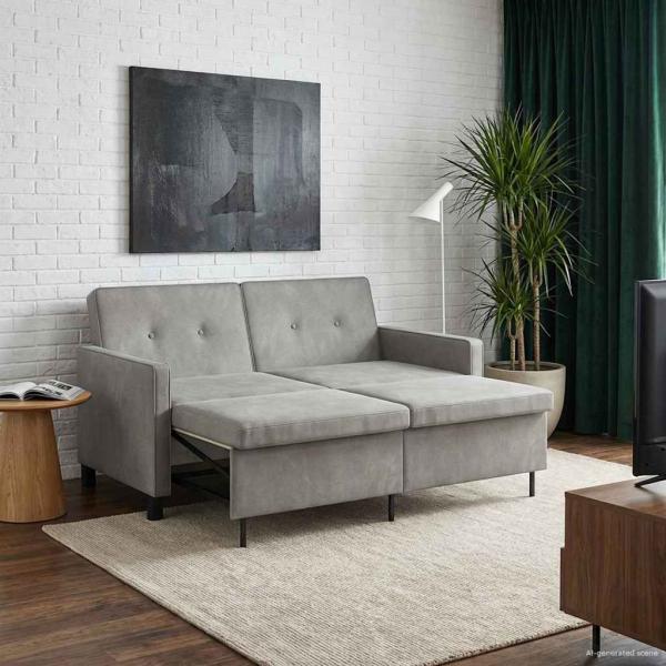 ARDEBO.de - Schlafsofa Hellgrau 154 x 94,5 x 80,5 cm Stoff