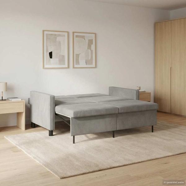 Schlafsofa Hellgrau 154 x 94,5 x 80,5 cm Stoff