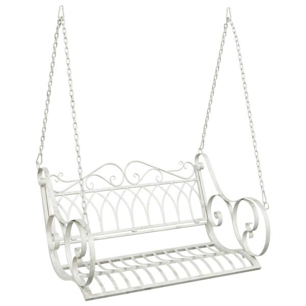 Schaukelbank Stahl 109 x 75 x 59 cm Antik Weiß